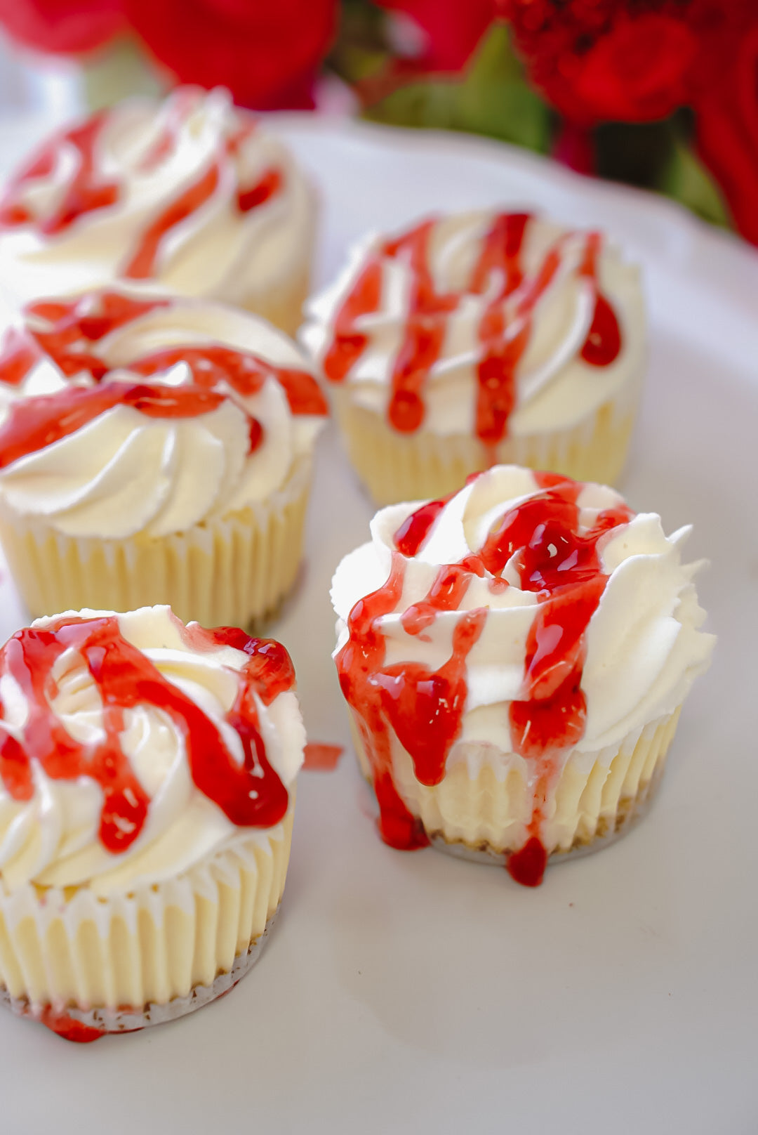 Dozen of NY Style Minis with Strawberry Glaze Drizzle - Sammy Cheezecake