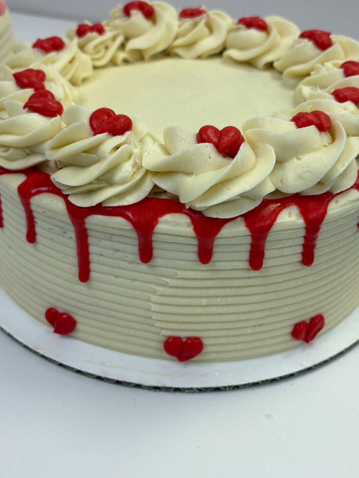 8" Valentine's Day Cake-Red Drizzle & Hearts