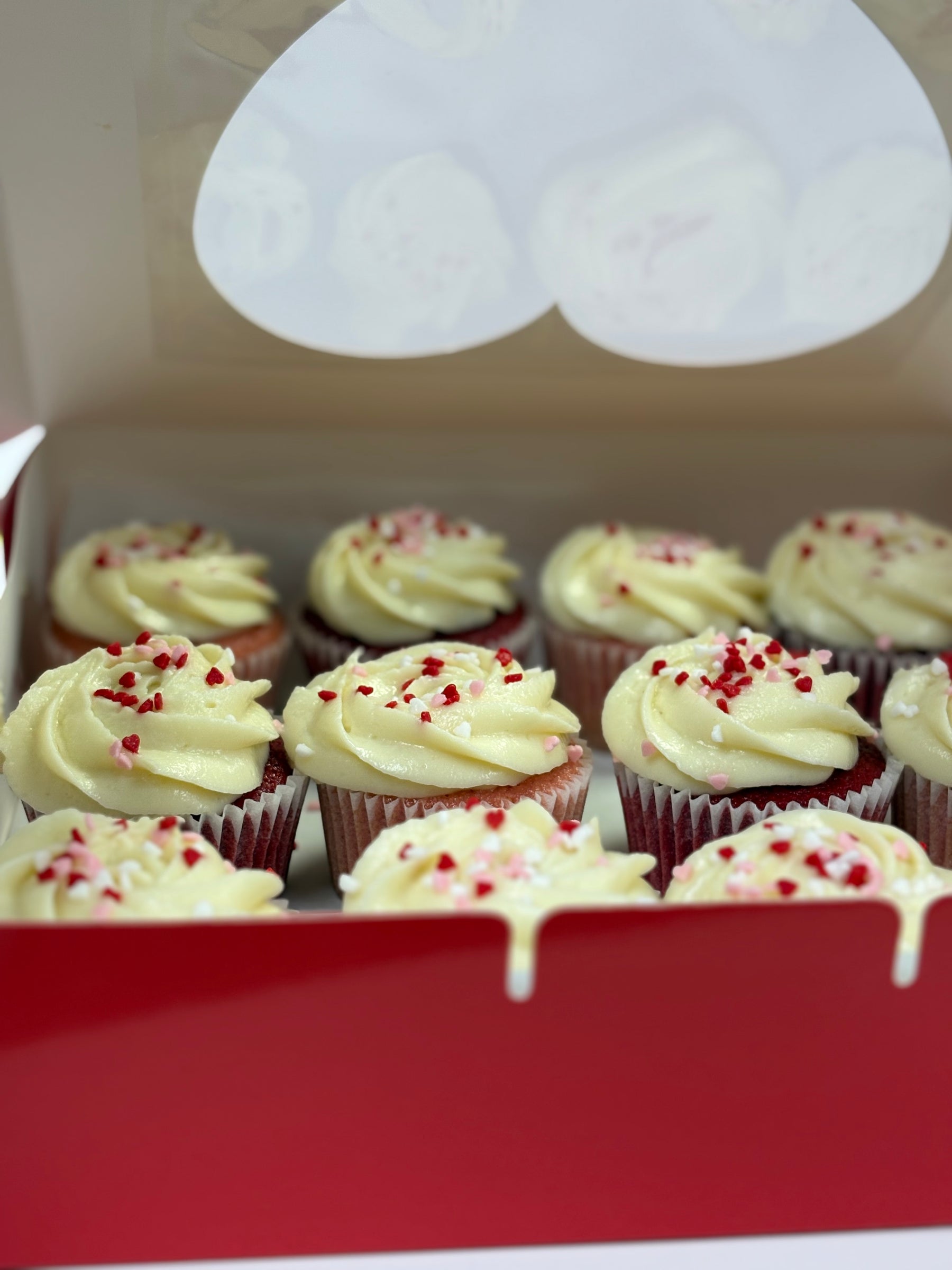 Valentine's Day Cupcakes-Assorted(6, strawberry, 6 red velvet)