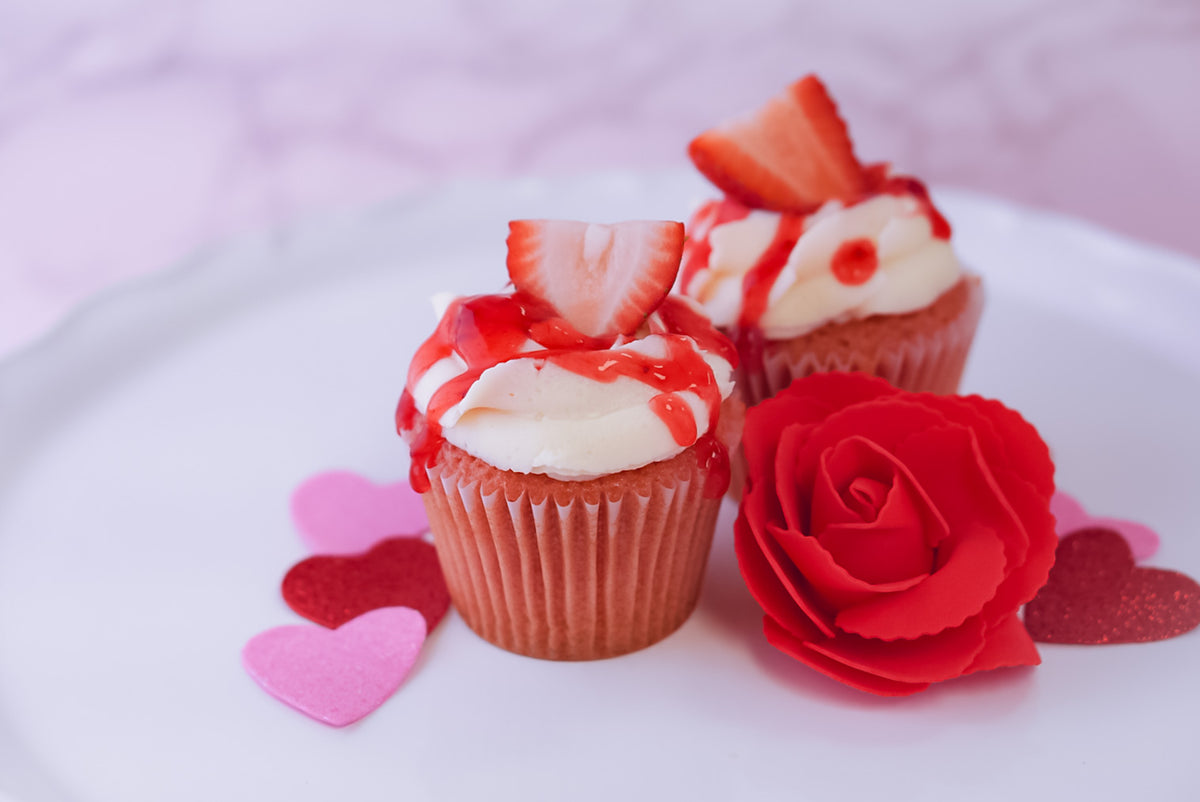 Dozen Strawberry Glaze Cupcakes - Sammy Cheezecake