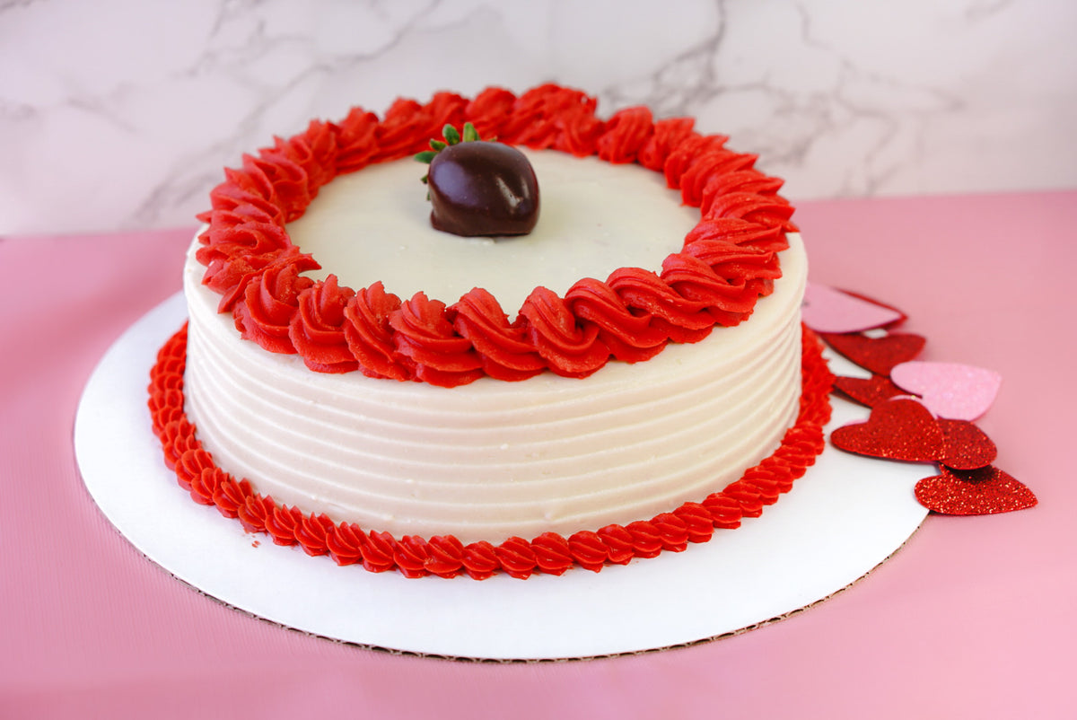 8" Valentine's Day Cake with chocolate strawberry - Sammy Cheezecake